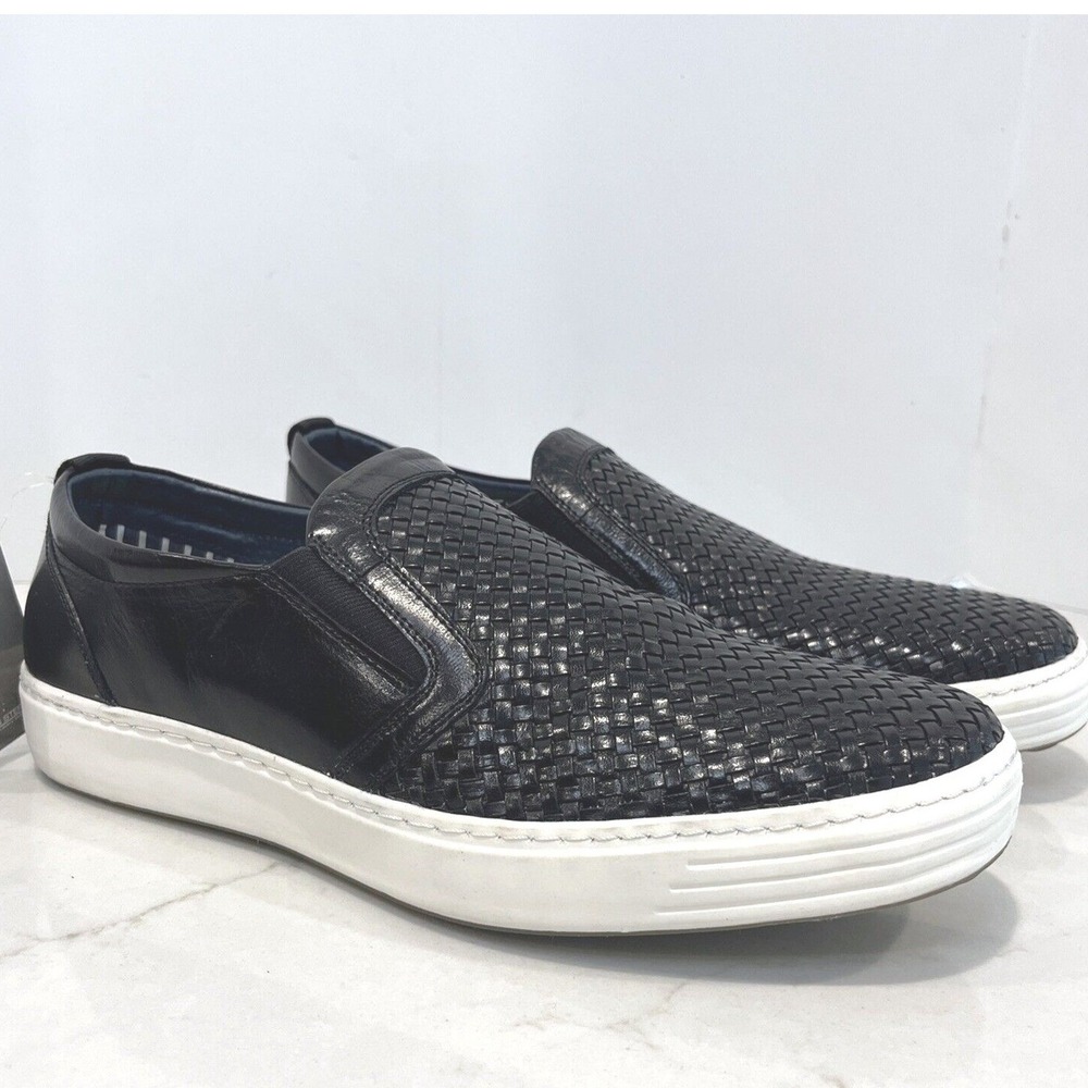 Spring Step Mens Sz 41‎ 8 8.5 DANIELO Slip On Sneaker Loafer Black Weave Leather